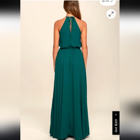 Lulu's Women's Teal Halter Maxi Fairy Whimsical Forest Bridesmaid Dress. Size M - Picture 3 of 9